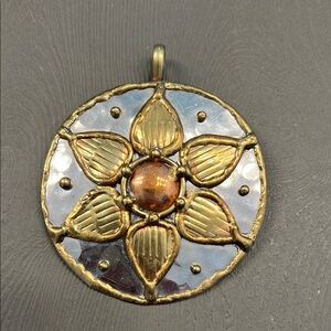 Gold and Silver Floral Pendant